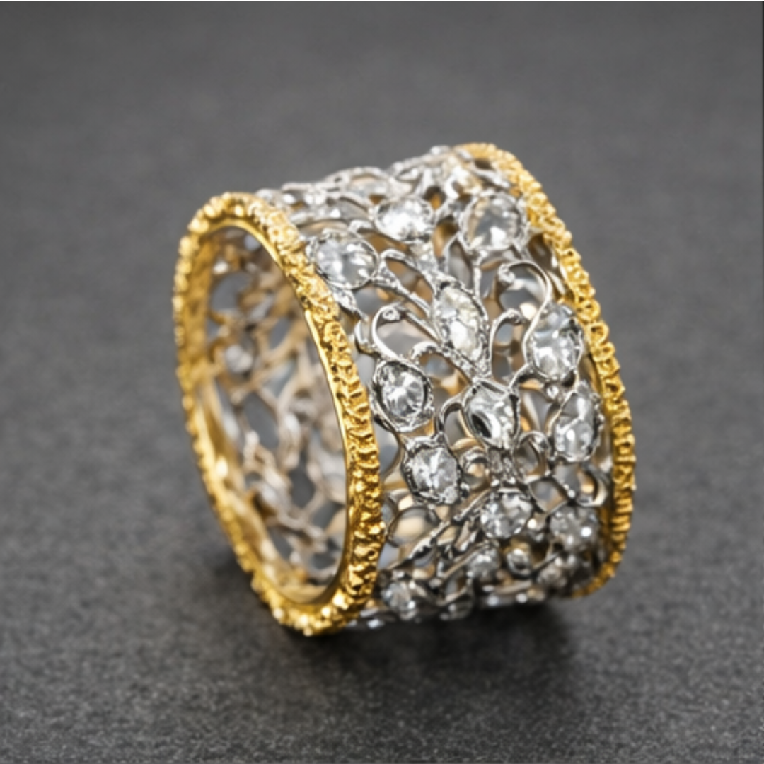 Diamond Weave Gold Ring