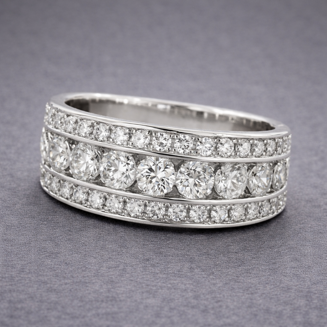 Timeless Silver Diamond Anniversary Ring