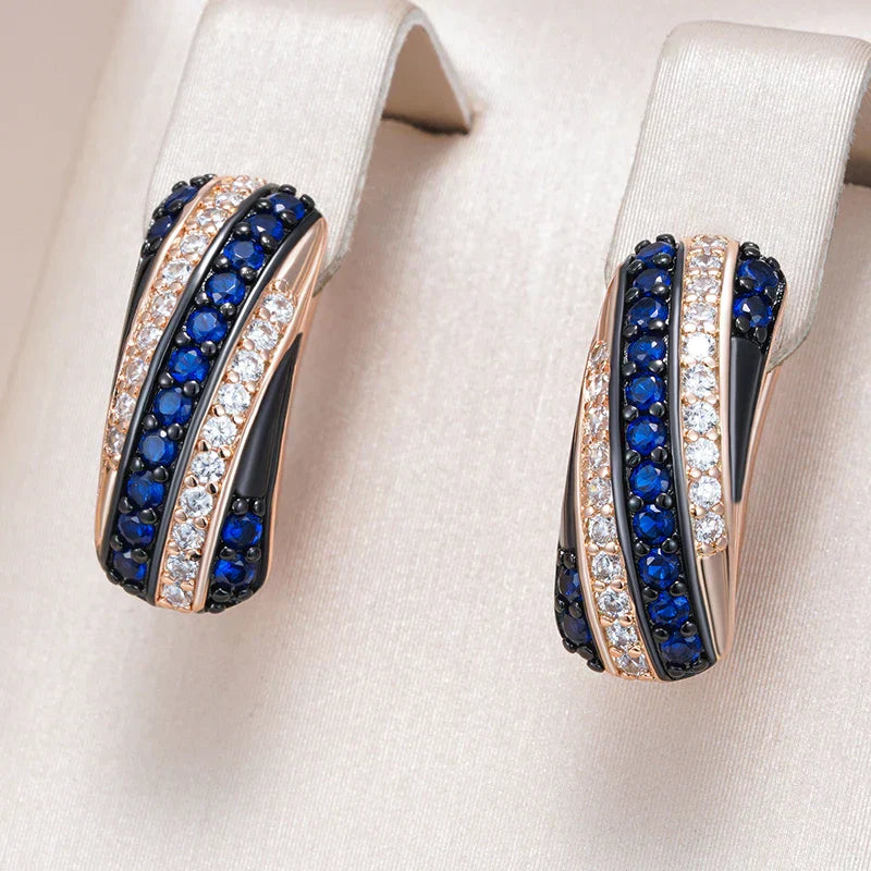 Elegant blue and white crystal earrings