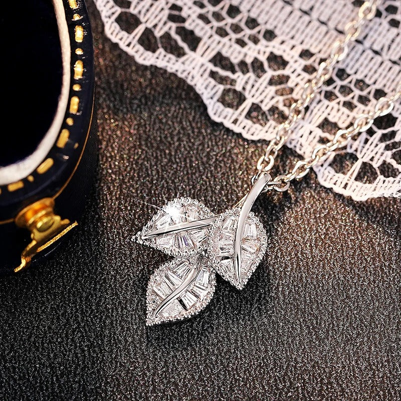 Silver Baguette Crystal Necklace