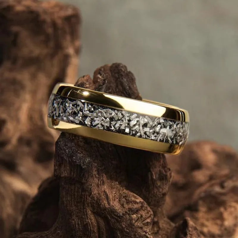 Gold Shimmer Inlay Statement Ring