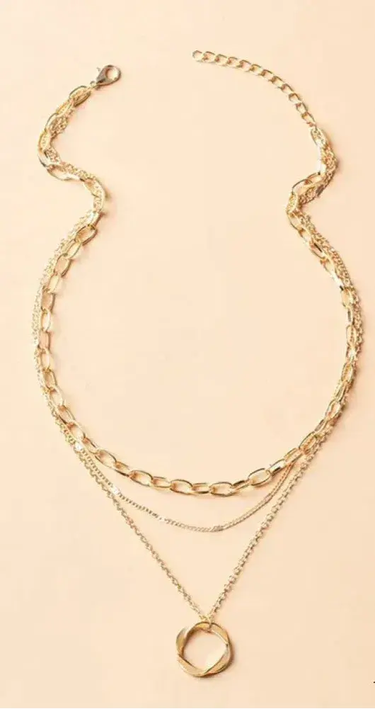Classic Multi-Strand Gold Necklace with Pendant