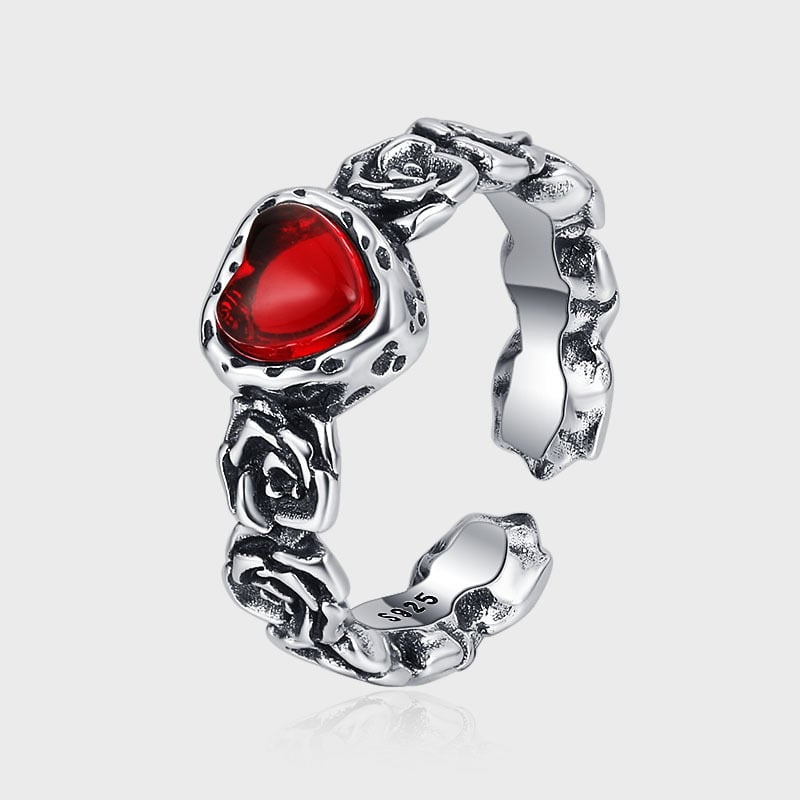 Josephine | Vintage Silver Rose Heart Ring