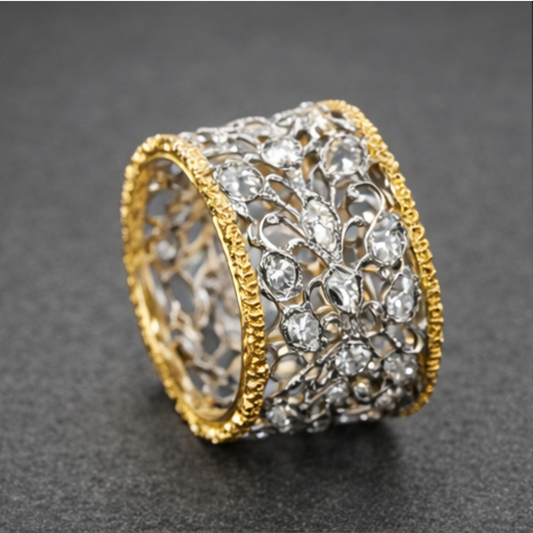 Diamond Weave Gold Ring