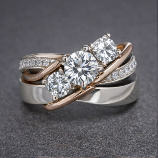 Sculpted Silver & Gold Flow Ring