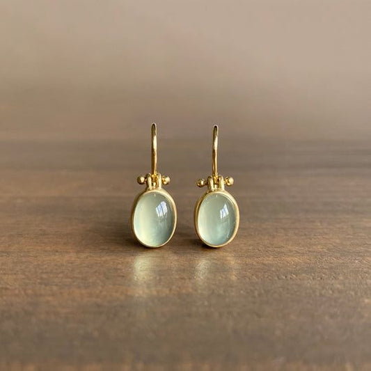 Vintage Earrings with Green Moonstone