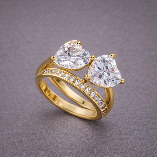 Twin Spark Gold Diamond Ring