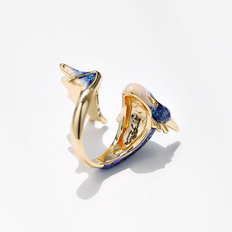 Adjustable Dragon Ring and Hand-Painted Enamel