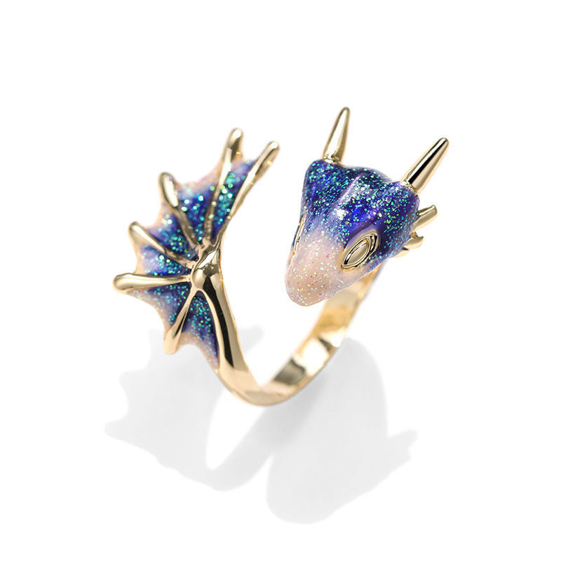 Adjustable Dragon Ring and Hand-Painted Enamel