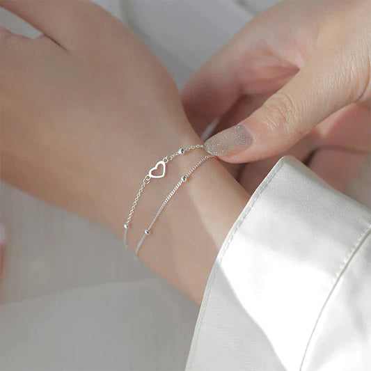 Adjustable Heart Bracelet in Silver