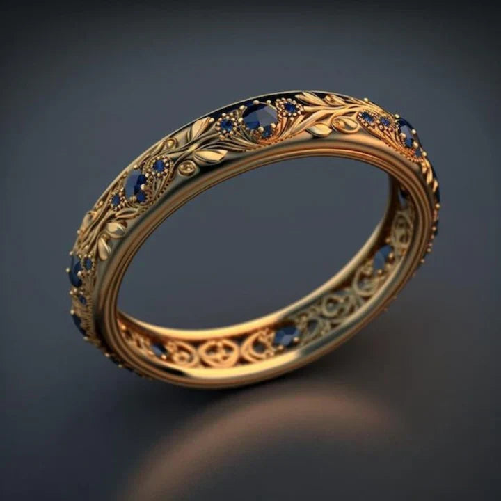 Exotic Fine Blue Zirconia Leaf Ring