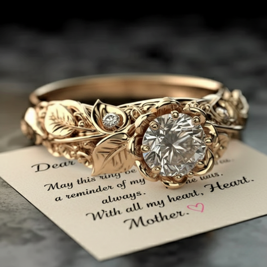 Golden Leaf Zirconia Ring