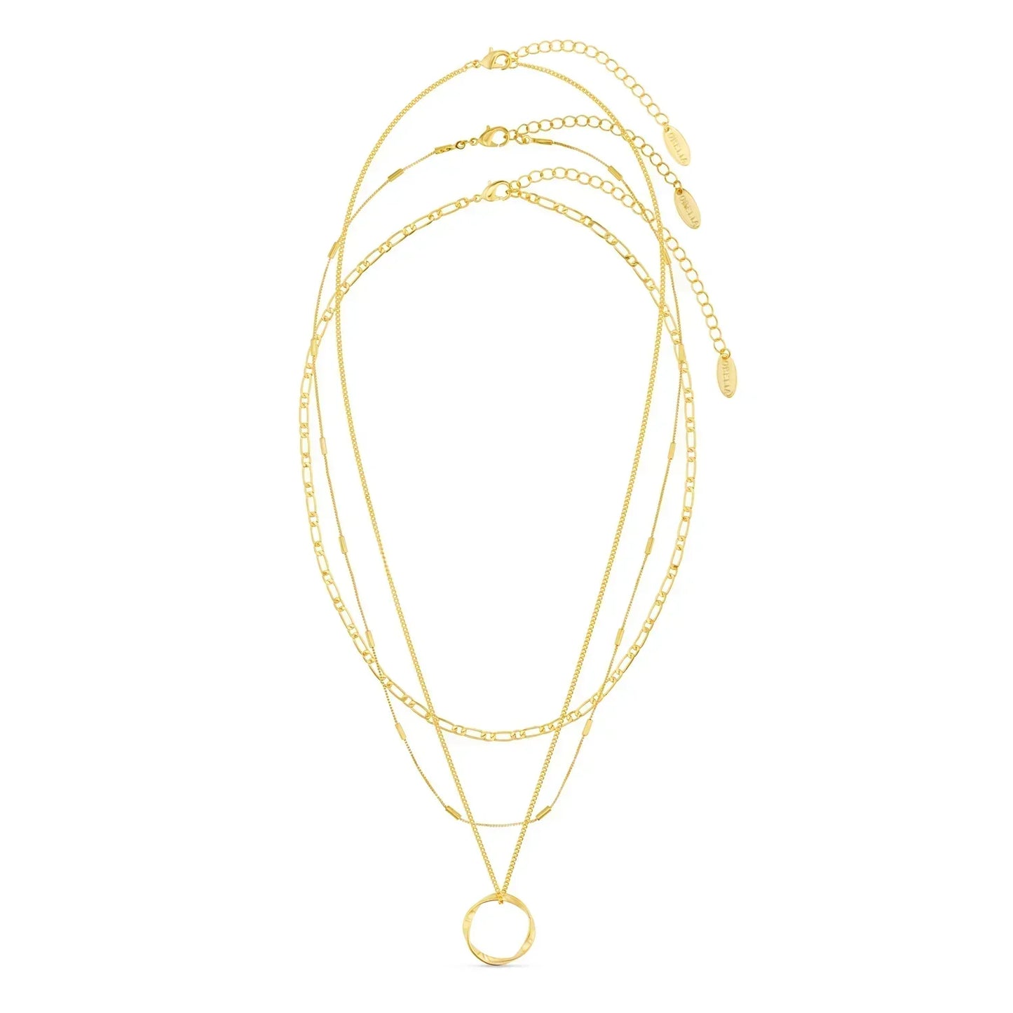Open Circle Necklace with Three Rows | White Gold
