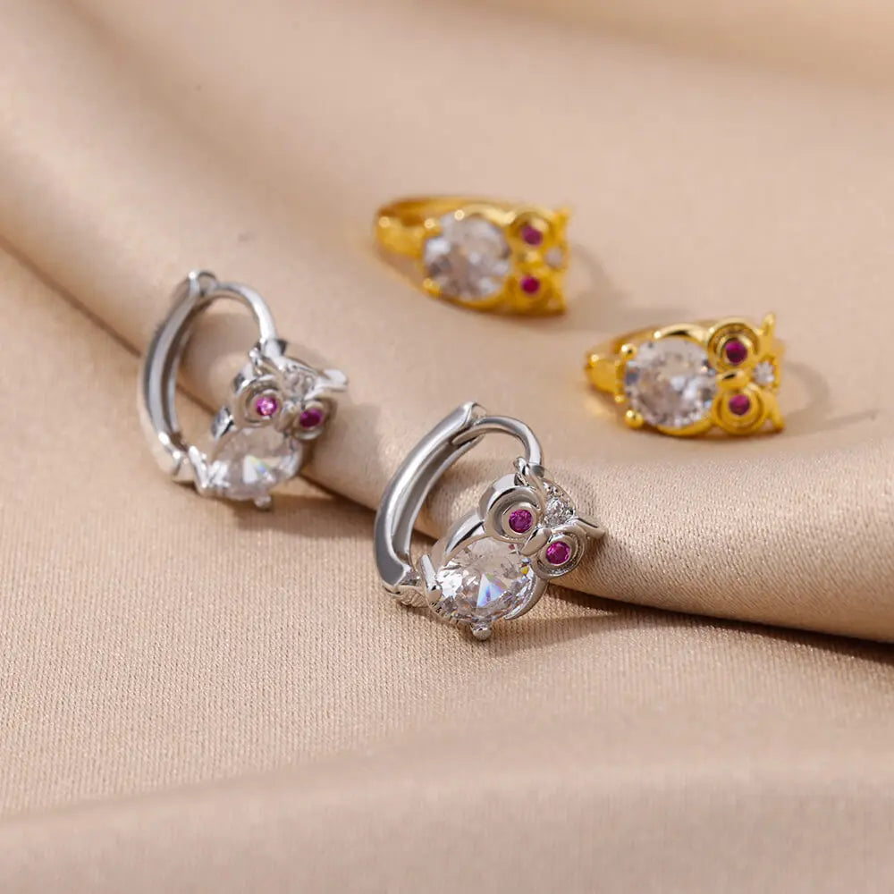 Crystal Animal Hoop Earrings