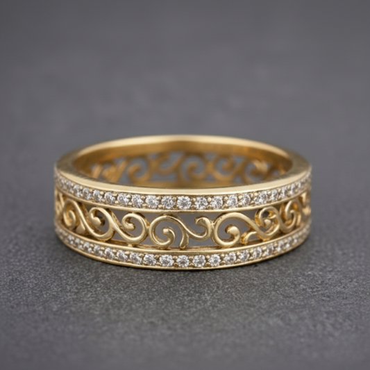 Engraved Heritage Gold Ring