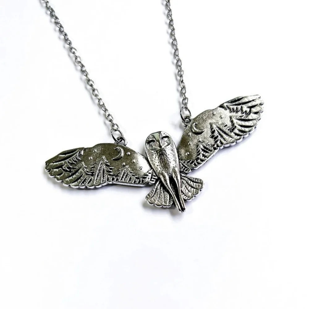Vintage Owl Moon Necklace