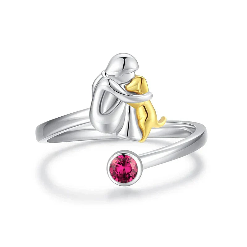 Elegant Dog Embrace Ring