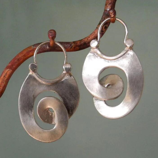 Vintage Spiral Silver Earrings