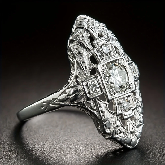 Vintage Oval Shiny Sterling Silver Ring