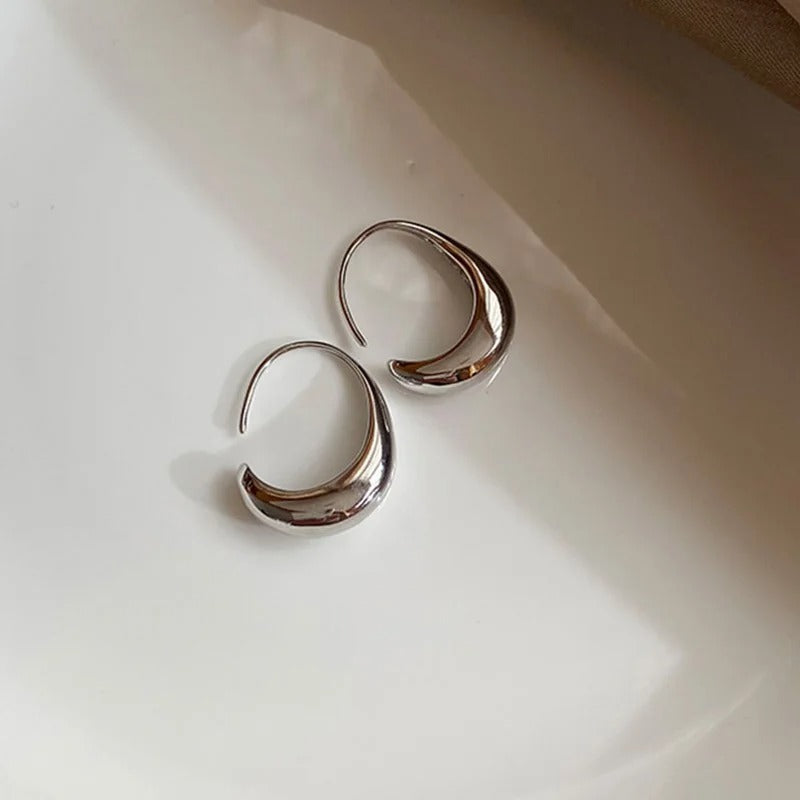 Vintage Silver & Curved Crescent Design Earrings